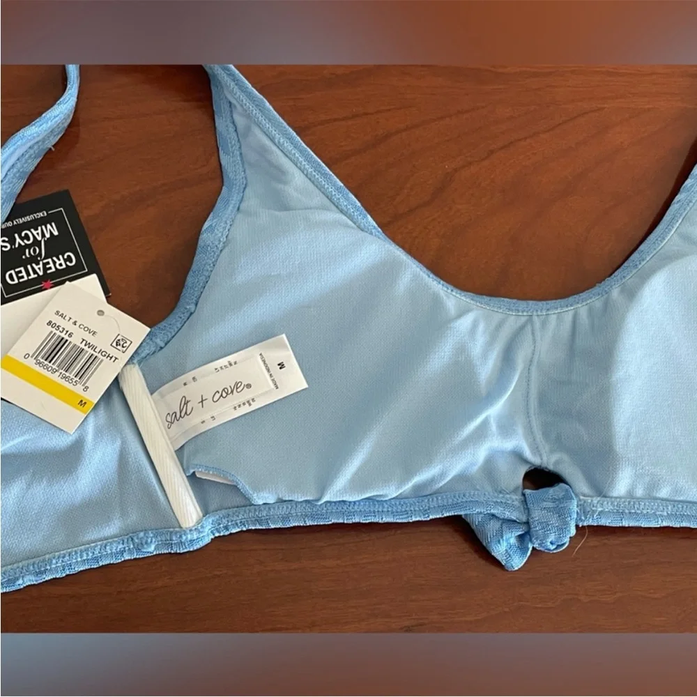 Salt + Cove Light Blue Textured Tie-Front Bikini Set